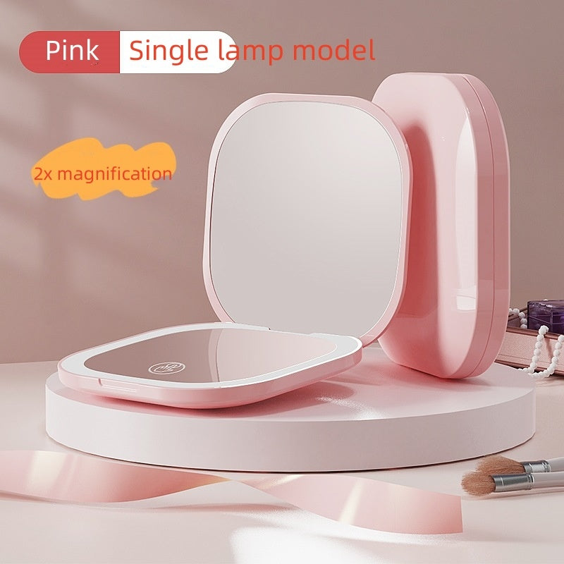 Foldbart LED Sminkespeil – Bærbart Håndspeil med Lys for Perfekt Make-Up