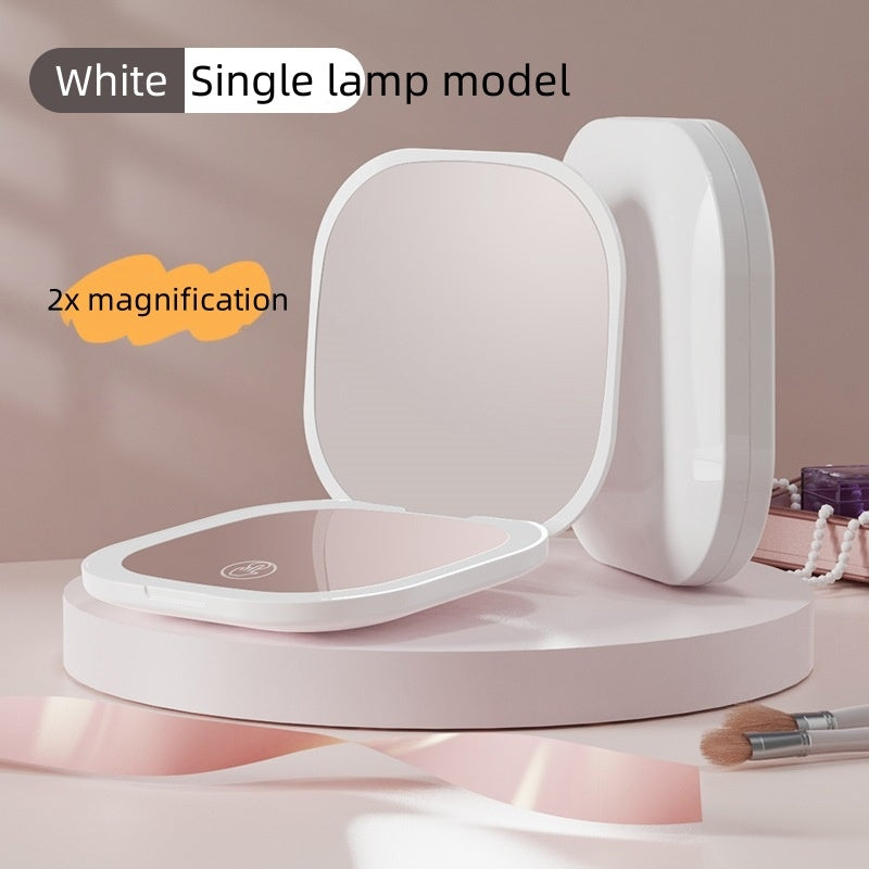 Foldbart LED Sminkespeil – Bærbart Håndspeil med Lys for Perfekt Make-Up