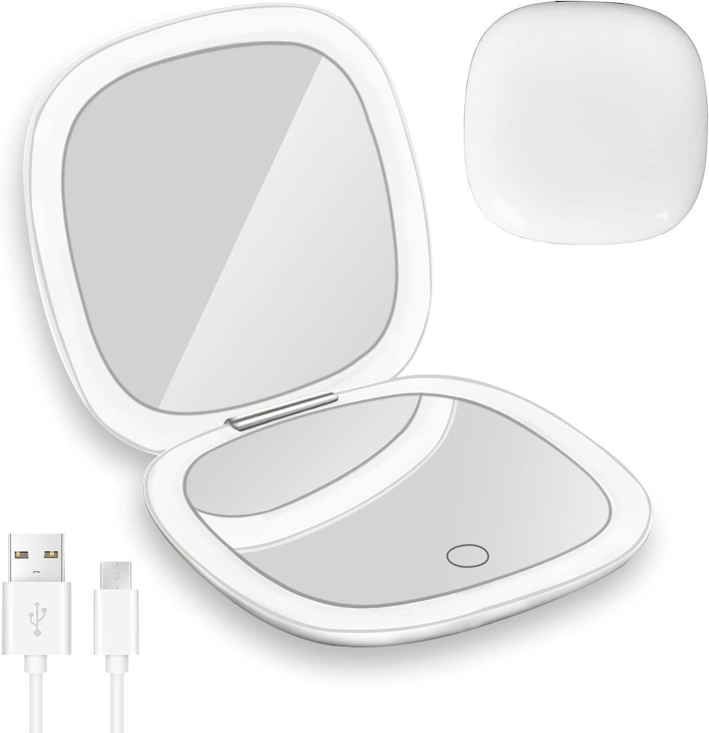 Foldbart LED Sminkespeil – Bærbart Håndspeil med Lys for Perfekt Make-Up